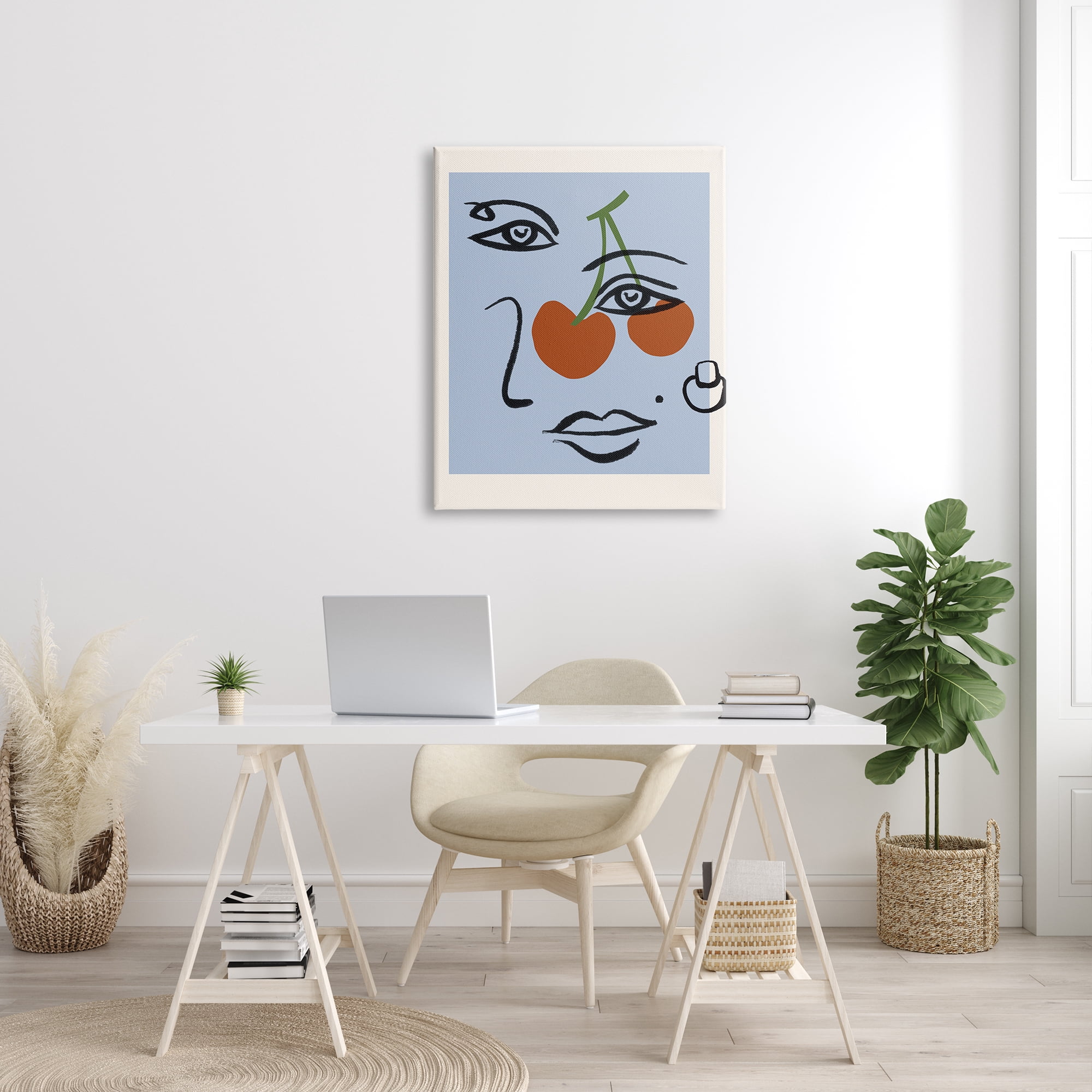Stupell Industries Abstract Face Bold Cherries Purple Beauty Mark, 30 x 40, Designed by Melissa Wang