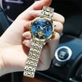 thumbnail image 3 of OLEVS Watches for Womens Business Luxury Casual Analog Quartz Diamond Stainless Steel Chronograph Waterproof Luminous ladies Watches Reloj Para Mujer White/Black/Blue, 3 of 13