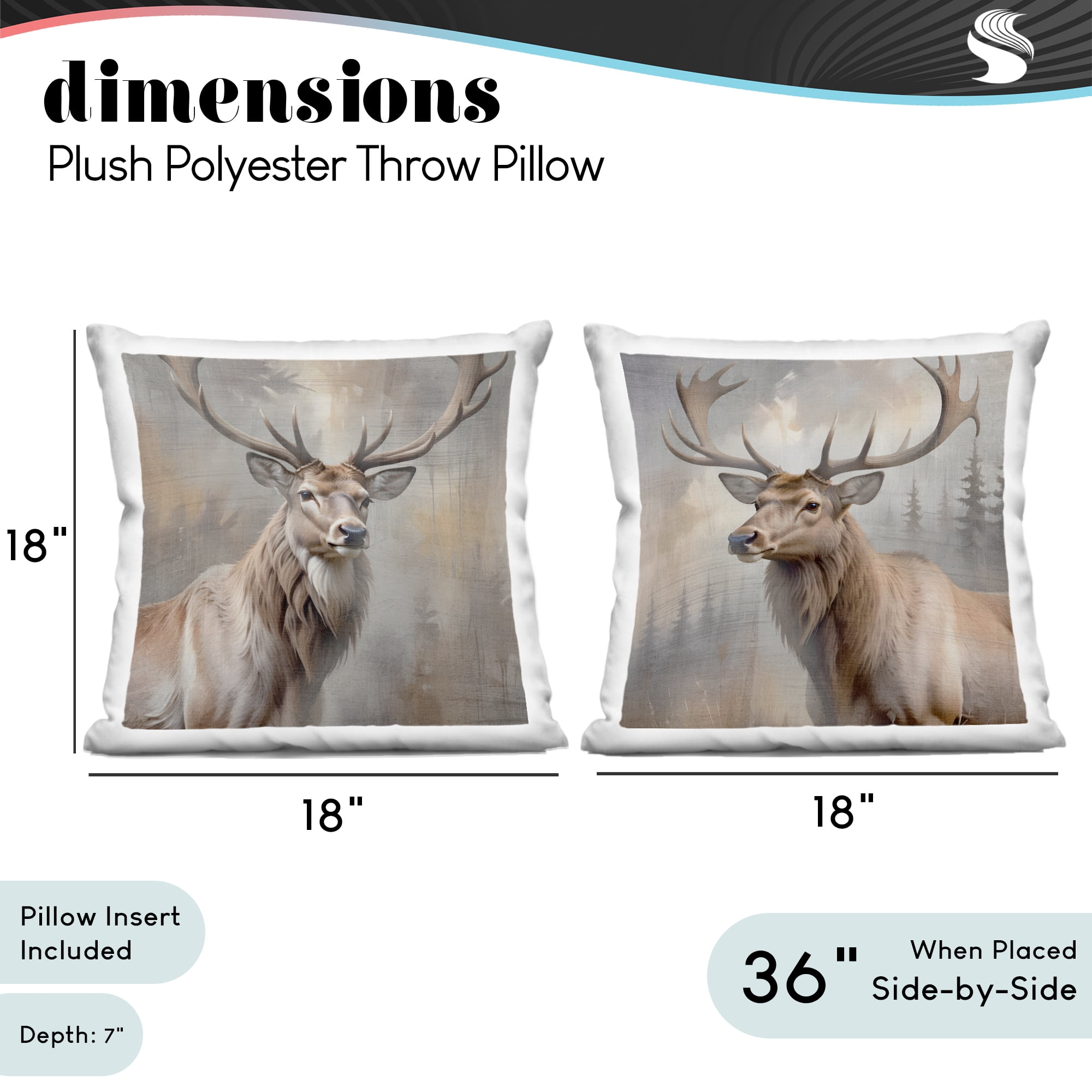 Stupell Industries Glancing Forest Stags 2 Piece Decorative Printed Throw Pillow Set, design by Susan Arnot, 18 x 7 x 18