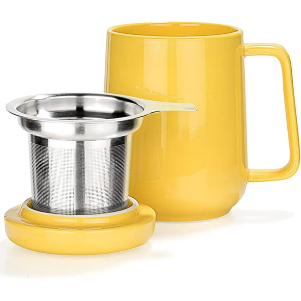 Tealyra - Peak Ceramic Yellow Tea Cup Infuser - 19-Ounce - Large Mug with  Lid and Stainless Steel Infuser - Tea-for-One Perfect Set for Office and  Home Uses - 580 Milliliter 
