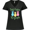 thumbnail image 3 of Inktastic Funny Easter Just Chillin' with My Peeps Women's Plus Size V-Neck T-Shirt, 3 of 5