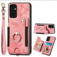 thumbnail image 4 of Nalacover For Samsung A13 5G Case Ring Holder Kickstand with Credit Card Holder, Back Flip Premium Leather Magnetic Clasp Removable Wirst Hand Strap Cover for Samsung Galaxy A13 5G, Pink, 4 of 15