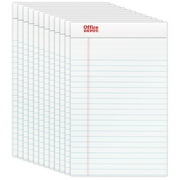 Office Depot Brand Perforated Writing Pads, 5"""" x 8"""", Narrow Ruled, 50 Sheets, White,