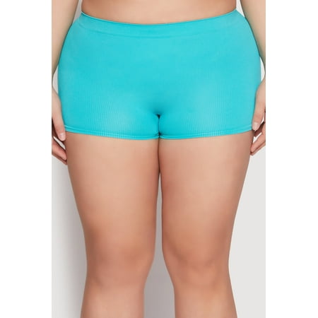 Womens Plus Size Ribbed Seamless Boyshort Panty