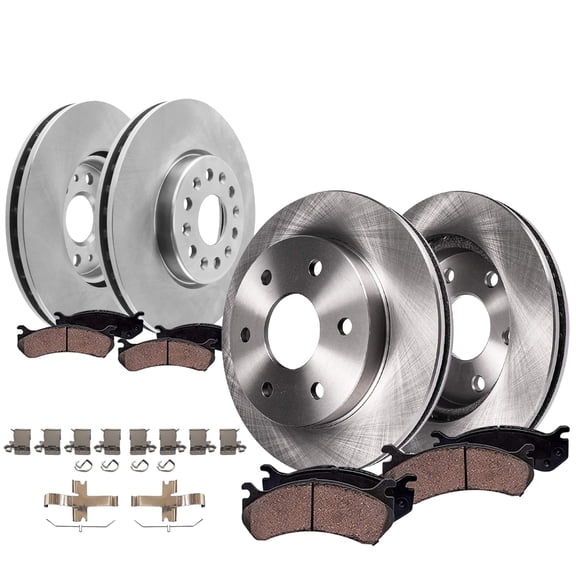 Detroit Axle - 8pc Brake Kit for Toyota Sequoia Tundra Lexus LX600 13.94" inch Front and 13.19" inch Rear Disc Brake Rotors Ceramic Brakes Pads with Hardware Replacement