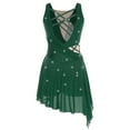 thumbnail image 2 of Sholeno Women Dance Dress Rhinestones Adorned Straps Backless Side Slit Flowy Asymmetrical Hem Dress Dark Green S, 2 of 6