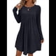 thumbnail image 3 of Vestido de Mujer de Larga, Cuello Redondo, Cintura Alta y Cintura Irregular. Negro L, 3 of 8