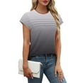 thumbnail image 6 of Women's Short Sleeve Round Neck Pleated T-Shirt Tops Blouses Tees Casual Daily Wear Business Office Vacation Outfits Fashion Essential Gift for Women | Aestivo,Multicolor L, 6 of 8