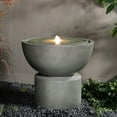 thumbnail image 2 of LuxenHome Gray with Speckled Black Resin Round Bubbler 18.5" Tall Outdoor Fountain with Lights, 2 of 7