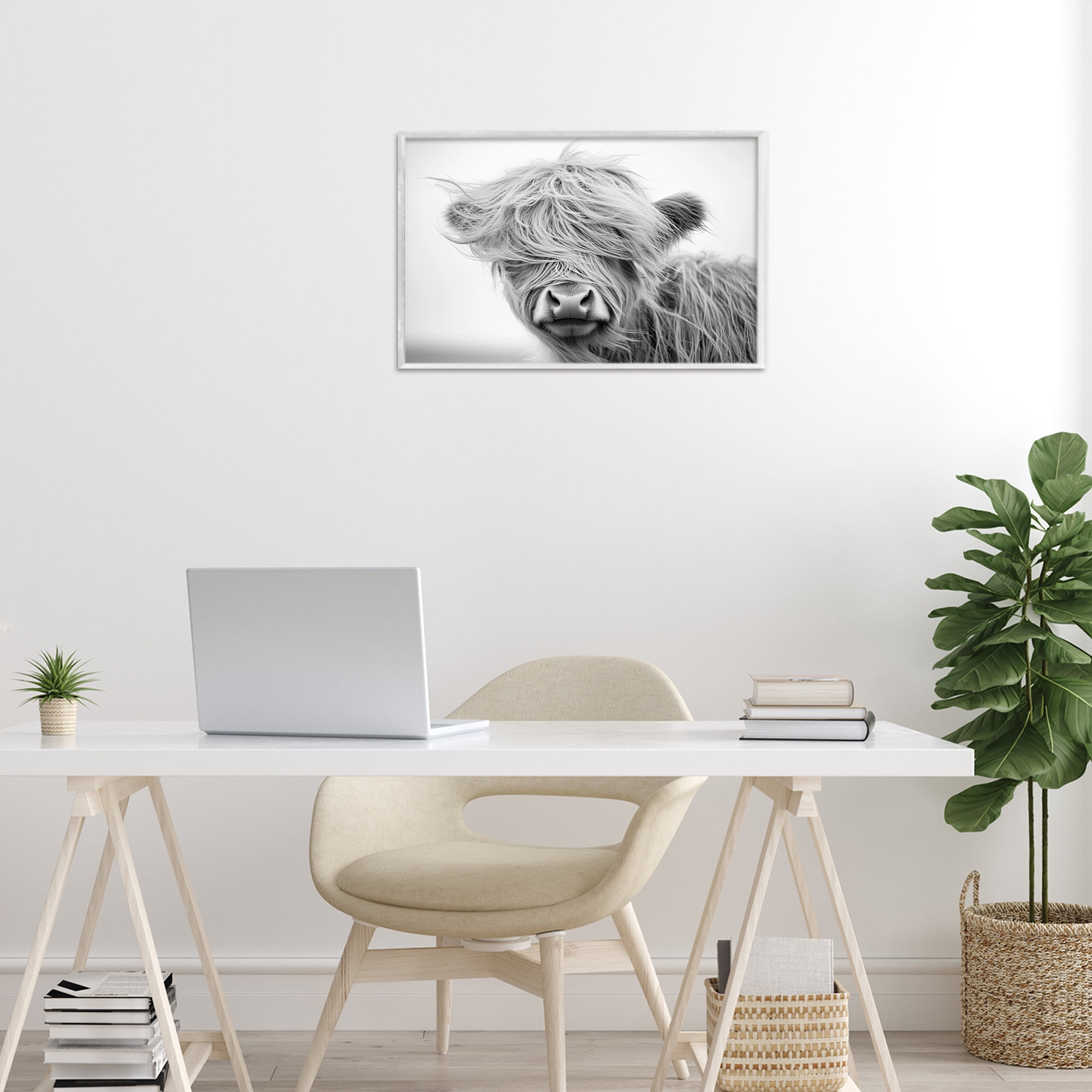 Stupell Industries Easy Breezy Cattle White Framed Giclee Art, design by Tina LeCour