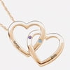 Personalized Planet Double Heart Necklace in Gold Over Silver