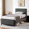 thumbnail image 2 of VECELO Twin Size Metal Platform Bed Frame, Modern Upholstered Tufted Headboard and Footboard, No Box Spring Needed, Gray, 2 of 8