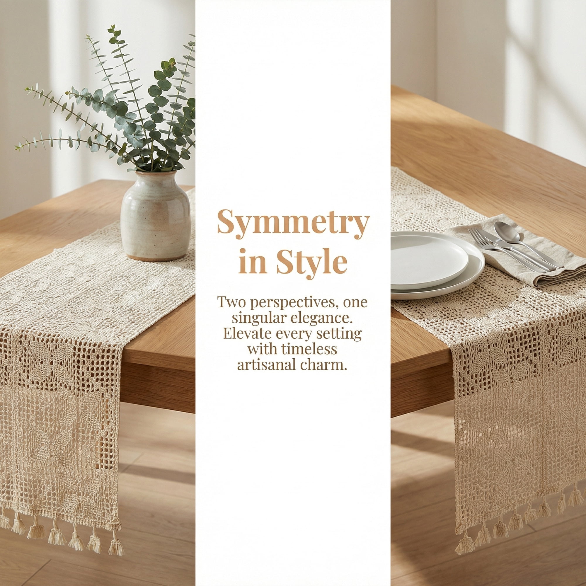 Unique Bargains Long Washable Cotton Kitchen Runner with Tassel Butterfly Flower 63in