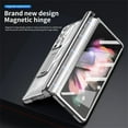 thumbnail image 5 of Dteck Case Compabile With Samsung Galaxy Z Fold3 2021, Hard PC Shell with Magnetic Hinge Plating Shell & Kickstand Tempered Film High-defintion Translucent Case for Samsung Galaxy Z Fold3, Silver, 5 of 7