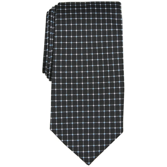 Club Room Mens Tie Necktie One Size Black White Grid