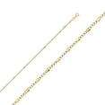 thumbnail image 2 of Wellingsale 14k Yellow Gold Polished Solid 2.5mm Stamp Figaro 3+1 White Pave Diamond Cut Diamond Cut Chain Necklace - 22", 2 of 6