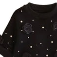 thumbnail image 4 of Juorvia Toddler Girl Outfits 2pc Sweatsuit Flowers Loose Fitted Crew Neck Tops Wide Leg Pants with Pockets(3-4Years,Black), 4 of 5