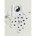 thumbnail image 4 of Wassery Infant Baby Girls Fall Outfits Set Long Sleeve Rainbow Print Sweatshirts Tops + Elastic Waist Pants Sets 6M 12M 18M 2T 3T 4T Toddler Girl Clothes, 4 of 8