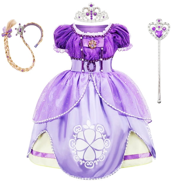 Vestido de Sofía para niña, disfraz de princesa para fiesta de cumpleaños, Halloween, manga abullonada, verano, 3, 6, 8 y 10 años Fivean unisex