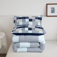 thumbnail image 5 of Manfei Vintage Grid Twin Comforter Sets,Modern Check Bedding Set,Blue White Gray,Navy Blue Reversible,2 Pieces,1 Comforter and 1 Pillowcase,2 Pieces,1 Comforter and 1 Pillowcase, 5 of 7