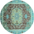 thumbnail image 1 of Ahgly Company Indoor Round Abstract Light Blue Modern Area Rugs, 7' Round, 1 of 4