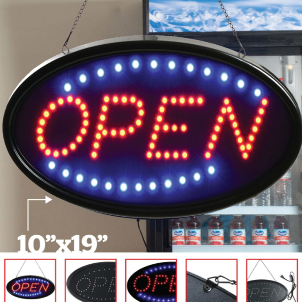 LED Neon Open Sign for Business Lighted Sign Open with Flashing Mode –  Indoor Electric Light up Sign for Stores