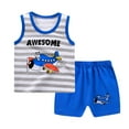 thumbnail image 1 of Odeerbi 3M-6Y Conjunto de Verano Para Niños Camiseta de Algodón Con Rayas Pantalones Cortos de Dos Piezas Conjunto Sin Mangas Con Cintura Elástica Pantalones Cortos, 1 of 2