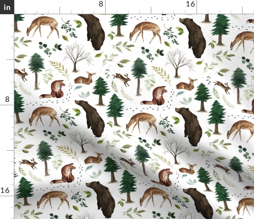 Winter Watercolor Animals Forest Holidays Animal Spoonflower Fabric by the Yard 