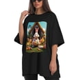 thumbnail image 4 of Plus Size Shirt for Women Black Tops for Women Oversized Short Sleeves Shirt for Women Easter6 T Shirt Crewneck Shirt for Women L, 4 of 5