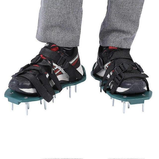 1 paire de sandales aératrices de pelouse, chaussures à crampons robustes avec boucle, outil de jardinage (4 sangles)