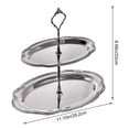 thumbnail image 2 of Hfppkn 2-Tier 304 Stainless Steel Cupcake Stand Fruit Dessert Tray for Party Wedding 28.2x19.9cm Silver, 2 of 7