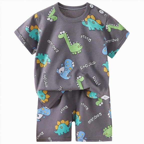 Xudanell Toddler Boys Outfit Set Size Years-4 Years Baby Clothes Set Cartoon T-Shirt Tops Shorts Summer Outfits Toddler Boy OutfitBlack for Size 6-9 Months