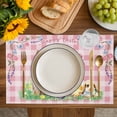 thumbnail image 4 of Happy Easter Placemats Set of 8, Spring Easter Eggs Bunny Floral Pink Plaid Placemats for Dining Table, Place Mats for Kitchen Tabletop, Waterproof Wipeable Dining Table Mats Set, 4 of 9
