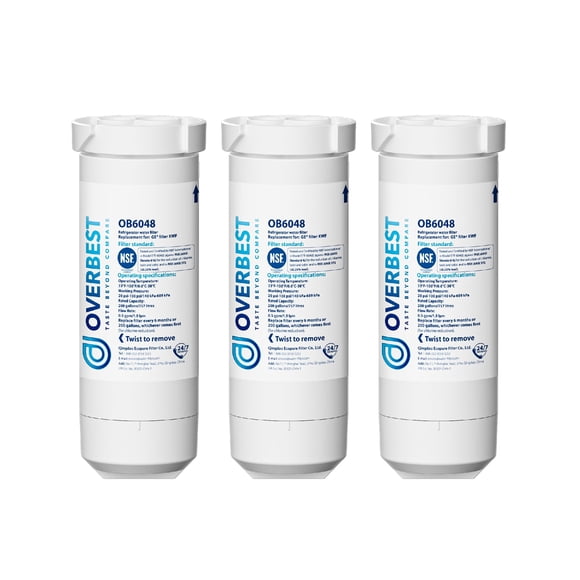 Overbest XWF Refrigerator Water Filter, Replacement for GE® WR17X30702, NSF 42/372 Certified, Compatible with GE® GNE27, GFE26, GDE25, GSS25, P