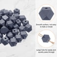 thumbnail image 4 of Uxcell 50 piezas de cuentas de madera geométricas de 20 mm en gris profundo, cuentas sueltas de polígonos con agujero grande de 4 mm para joyería y manualidades., 4 of 7