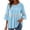 Blue, variant on Womens Lace Trim Babydoll Blouse Round Neck Bell Sleeve Loose Fit Casual Smock Tunic Top