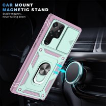 Decase Compatible with Samsung Galaxy S23 Ultra Case, Armor Case with Slide Camera Cover, Heavy Duty Protection Phone Cover with Magnetic Ring Stand for Samsung Galaxy S23 Ultra 6.8", ,Mint Pink