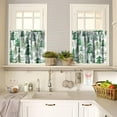 thumbnail image 5 of Green Forest Tree Curtain Set, Pine Coniferou Trees Forest Watercolor Design Window Valances and Tier Set for Kitchen Living Room, 54''x18'' & 27''x36''x2, 3 Panels, 5 of 5