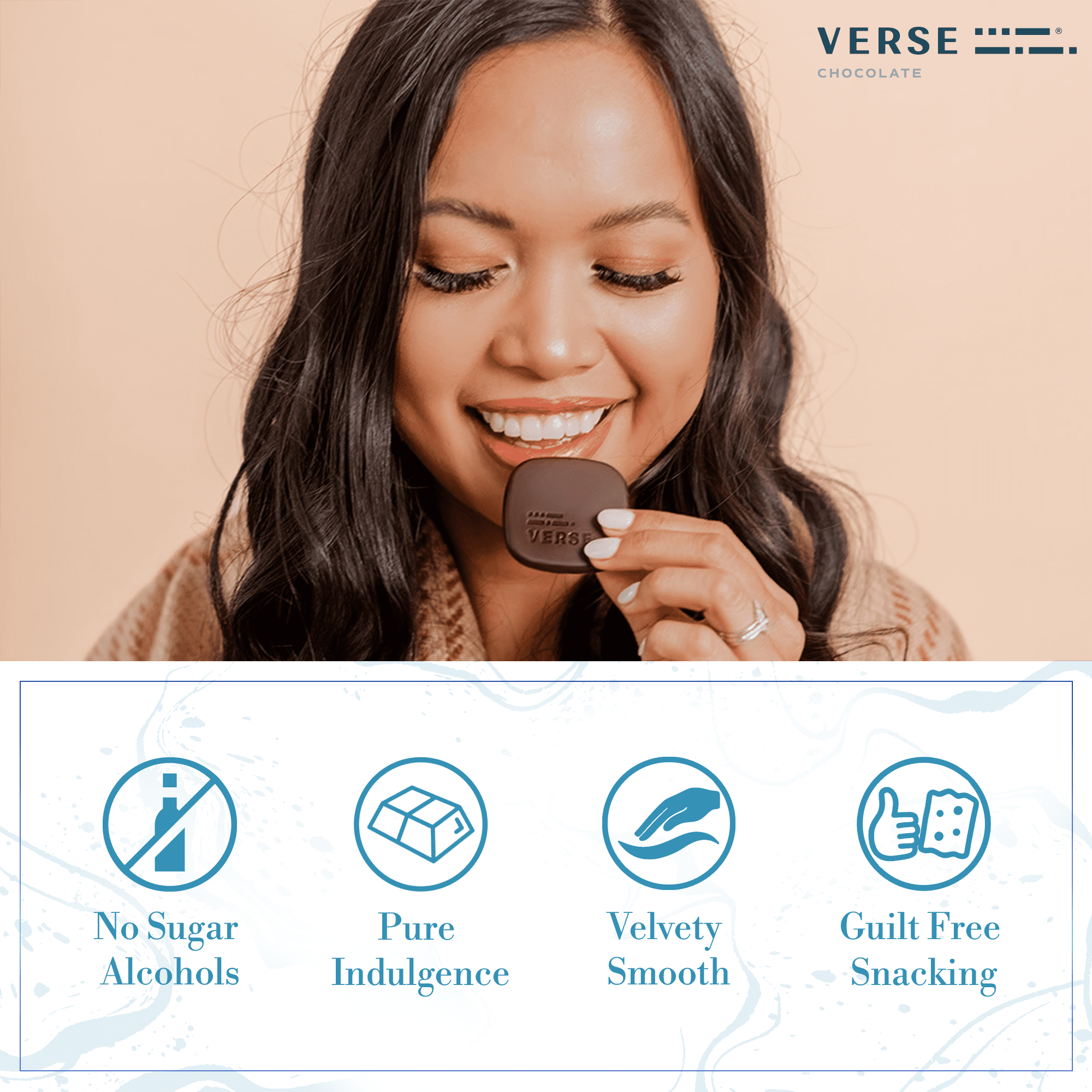 Verse Signature 70% Dark Chocolate Squares - Keto-Friendly, Low Sugar Snack - Creamy, Smooth Dark Cocoa - Only 3g Cane Sugar - Individually Wrapped Premium Cacao Chocolate Squares (9 Count, 4 Pack)