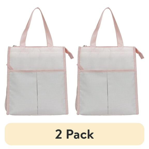 (2 pack) Mainstays Reusable Polyester Adult Lunch Bag, Pink