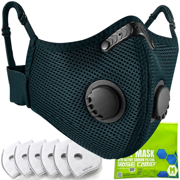 BASE CAMP M Plus Dust Mask, Dust Face Mask with 6 Filters, Safety Work Masks for Woodworking Construction (Dark Tiber)
