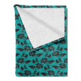 thumbnail image 2 of Brown and Blue Soft Flannel Fleece Blanket, Nostalgic Vintage Floral Elements Ornamental Nature Illustration, Cozy Plush for Indoor and Outdoor Use, 60" x 80", Dark Brown Turquoise, by Ambesonne, 2 of 5