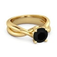 thumbnail image 2 of 0.25 Ctw Round Cut Black Spinel 925 Sterling Silver Gold Vermeil Embrace Women Valentines Day Gifts Ring, 2 of 3