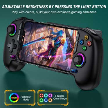 Wireless Mobile Gaming Controller - Compatible With IPhone & Android, RGB Lights, Hall Joystick