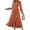 Orange, variant on FreshPretty Womens Boho Cocktail Maxi Dress Fall Fashion V Neck Long Sleeve Swiss Dot Flowy Slit Wedding Guest Dresses