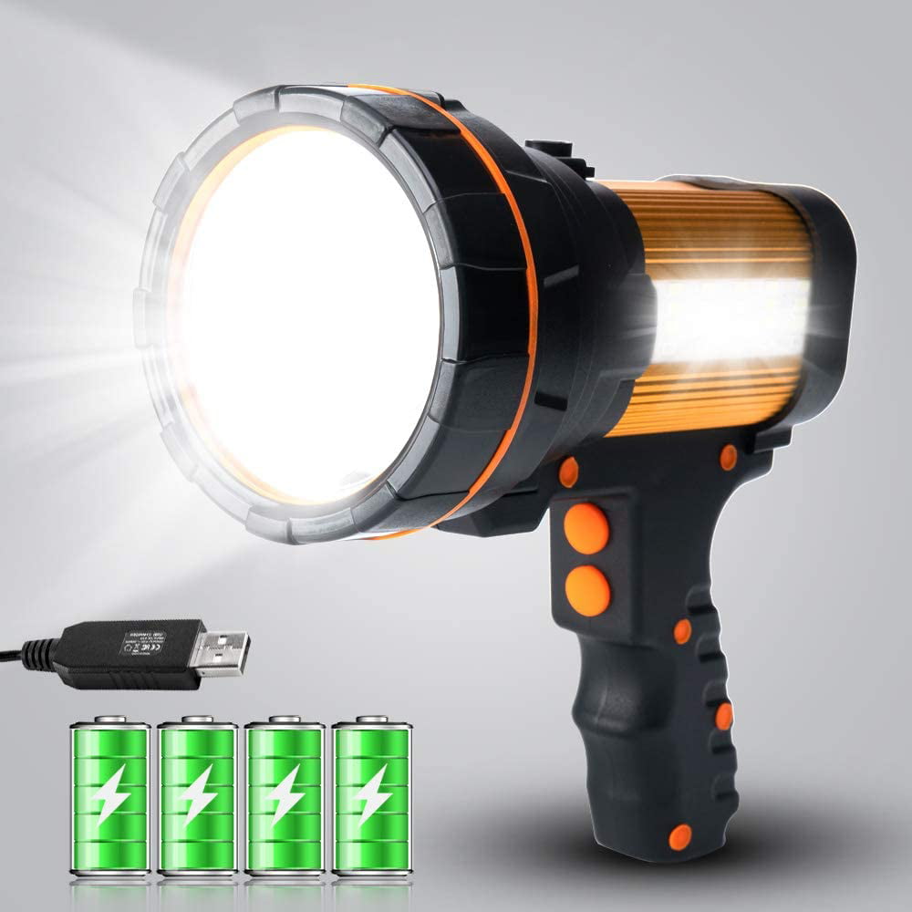 Super Bright Spotlight 6000 Lumen LED Flashlight Handheld Rechargeable Silver