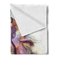 thumbnail image 2 of Fairy Soft Flannel Fleece Throw Blanket, Girl Drawing Design with Butterflies Nature Illustration Facial Expression, Cozy Plush for Indoor and Outdoor Use, 60" x 80", Multicolor, by Ambesonne, 2 of 5
