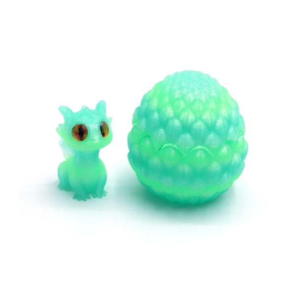3D Printed Dragon Egg with Articulated Crystal Dragon Inside,3D Printed Dragon Egg Set,Colorful Toy Ornaments,Dinosaur Egg Toys for Teens Adults(Fluorescent Green)