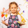 thumbnail image 3 of Pioneer Flower Floral Print Pattern Kids Aprons for Girls and Boys,Adjustable Neck Strap Toddler Aprons for Kids Cooking Baking, 3 of 7