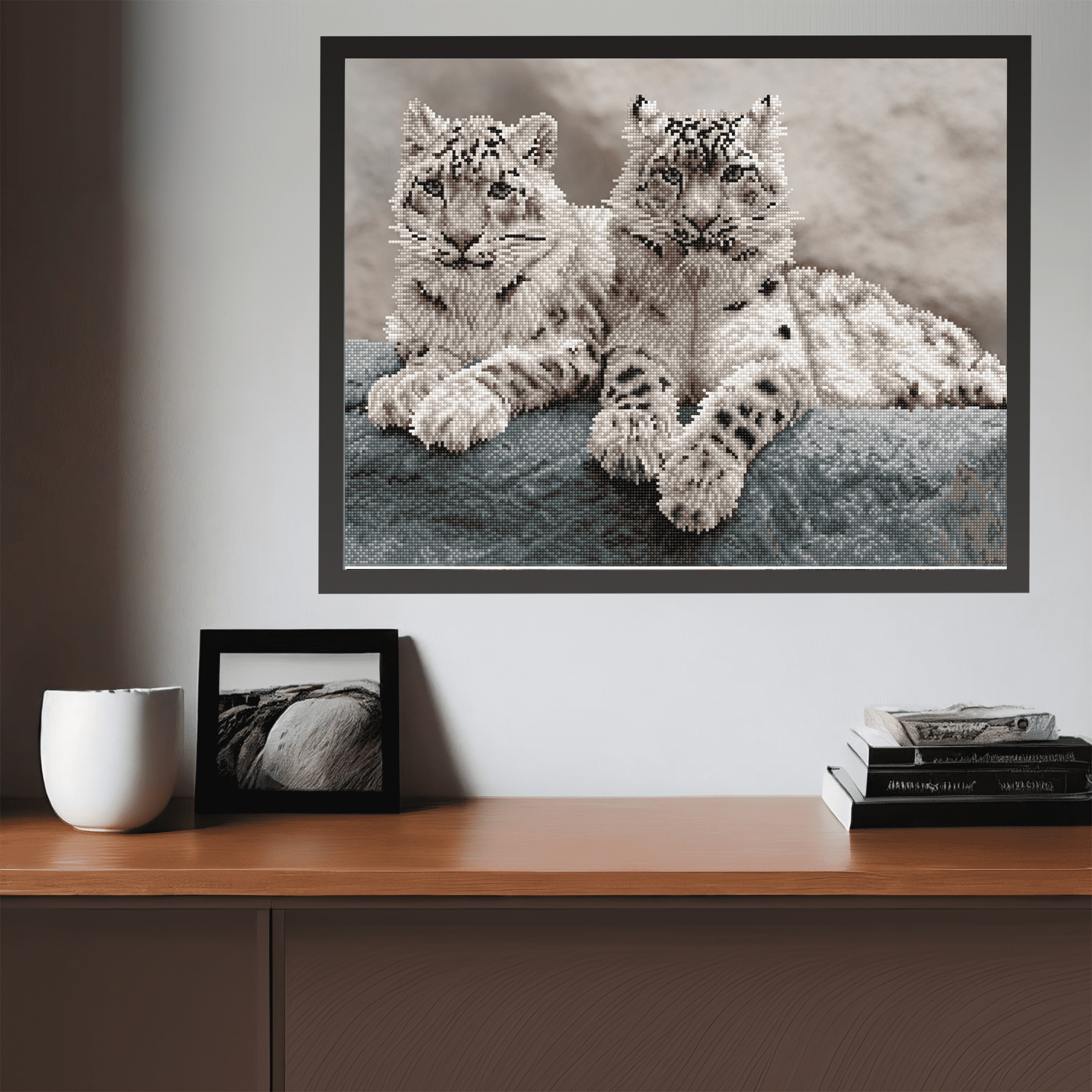 Diamond Dotz Snow Leopards Hemis National Park Kashmir India  Diamond Painting Kits for Adults - Diamond Art Kits a Relaxing Creative Craft Kit with Dotz Gems 19.7"x29.5"